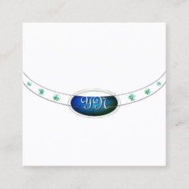 Chic White Rose Gold Green Marble Jewels Monogram Quadratische Visitenkarte