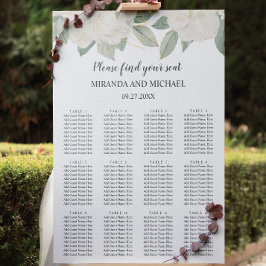 CHIC WHITE ROSES BLUME BOTANISCHE Hochzeitssitze Poster