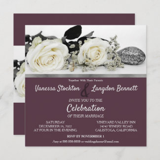 Chic White Roses Einladung zur Hochzeit