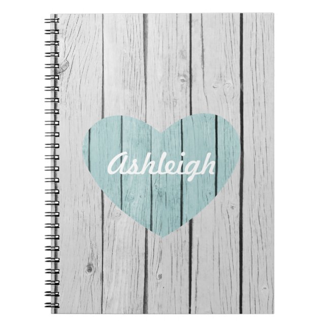 Chic White Rustic Imitats Wood Heart Notizblock (Vorderseite)