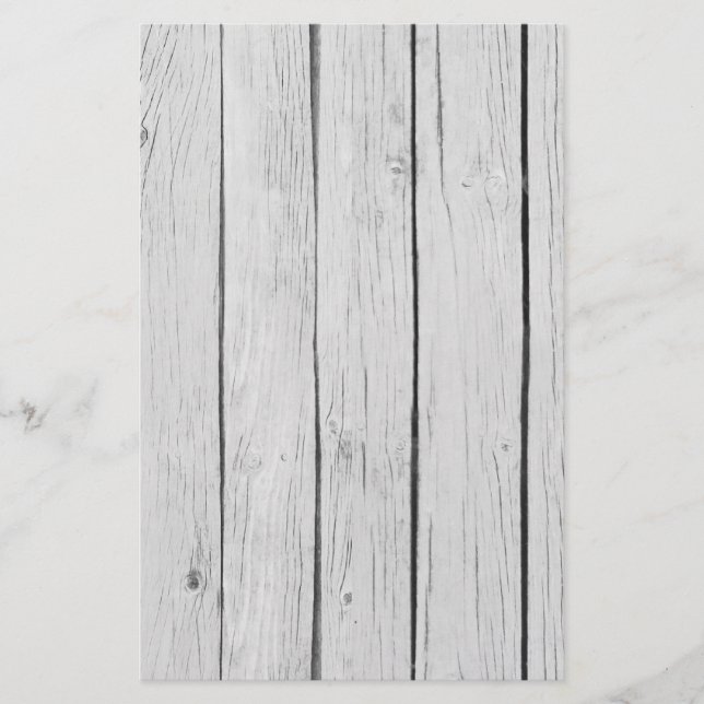 Chic White Rustic Wood Briefpapier (Vorderseite)