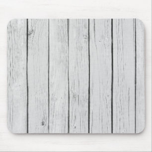 Chic White Rustic Wood Mousepad