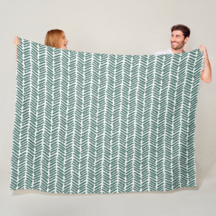 Chic White Sage Green Grau Abstrakt Zickzack Fleecedecke