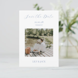 Chic White Script Couple Foto Save the Date Card