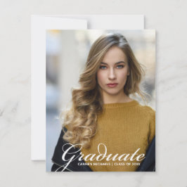 Chic White Script Overlay Graduate Foto Ankündigung