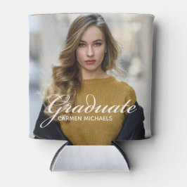 Chic White Script Overlay Graduate Foto Party Dosenkühler