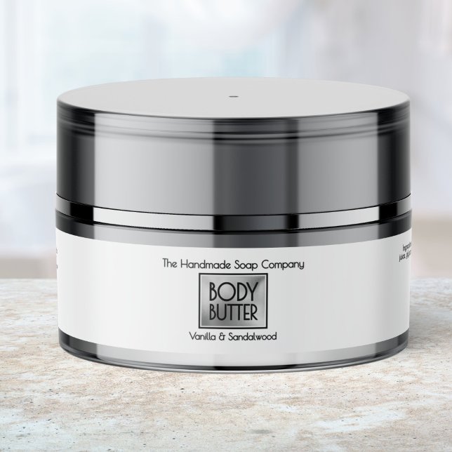 Chic White Silver Body Butter Jar Label  (Von Creator hochgeladen)