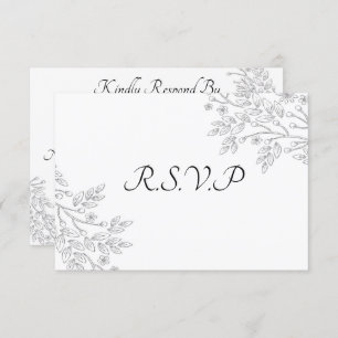 Chic White Silver Foil Floral RSVP Card Einladung