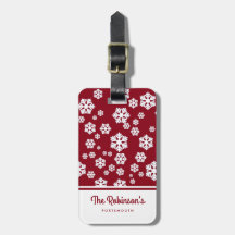 Chic White Snowflakes Nordic Pattern auf Dunkelrot