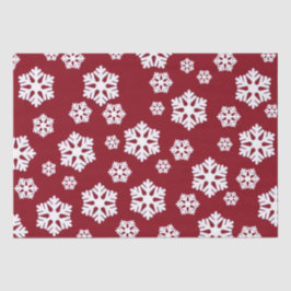Chic White Snowflakes Nordic Pattern auf Dunkelrot Seidenpapier