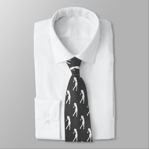 Chic White Sports Lady Golfer Silhouette Neck Tie Krawatte