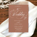 Chic white terracotta photo calligraphy wedding einladung<br><div class="desc">Chic and elegant white on boho terracotta photo calligraphy wedding invitation.With a beautiful brush calligraphy script.</div>
