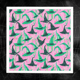 Chic Wicked Hexe Hats Grün und Schwarz Serviette