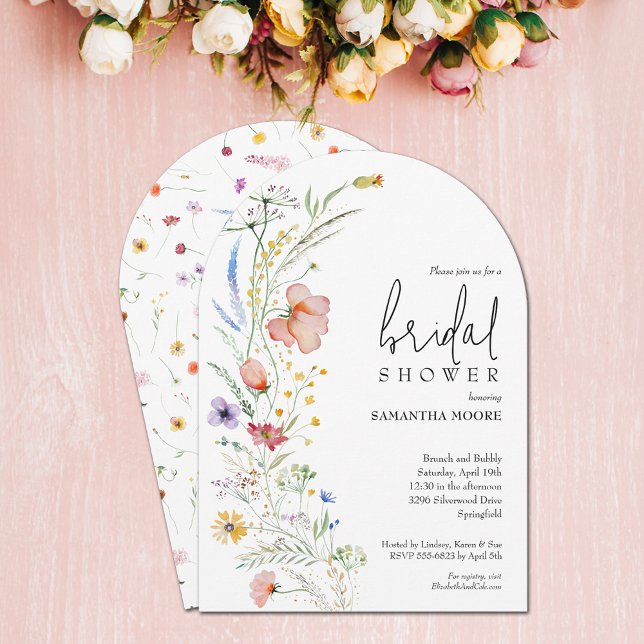 Chic Wildblume Brautparty Arch Einladung (Chic wildflower bridal shower arch top invitations - PRINTED and/or INSTANT DOWNLOAD)