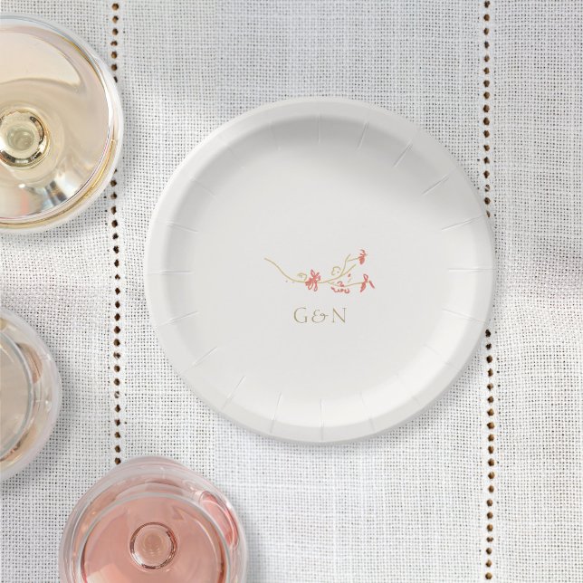 Chic Wildblume Couple Initials Wedding Pappteller (Von Creator hochgeladen)