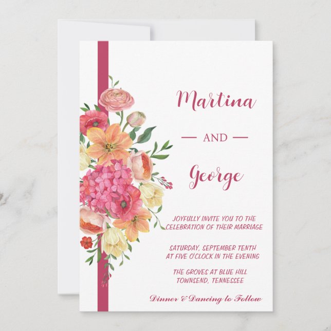 Chic Wildblume Hochzeit Einladung (Vorderseite)