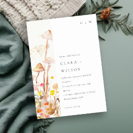 Chic Wildblume Pilz Herbst Botanische Hochzeit Einladung