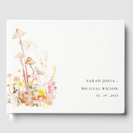 Chic Wildblume Pilz Herbst Botanische Hochzeit Gästebuch