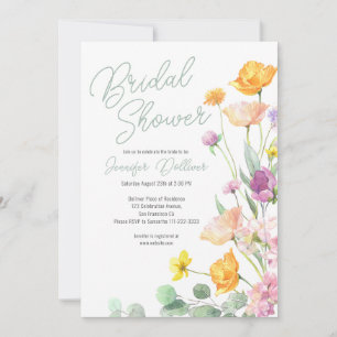 Chic Wildblume Script-Brautparty Einladung