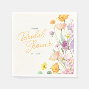 Chic Wildblume Script-Brautparty Serviette