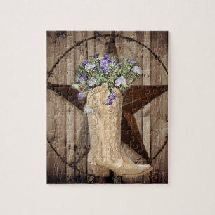 Chic-Wildblume-Texas-Stern-Westernlandcowgirl Puzzle
