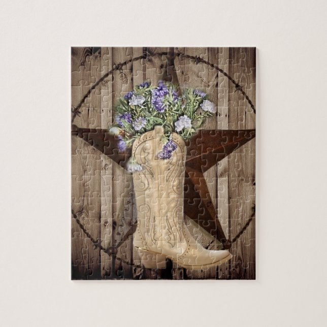 Chic-Wildblume-Texas-Stern-Westernlandcowgirl Puzzle (Vertikal)
