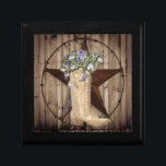 Chic-Wildblume-Texas-Stern-Westernlandcowgirl Schmuckschachtel<br><div class="desc">Chic-Wildblume-Texas-Stern-Westernlandcowgirl-Modezusätze. Rustikale Land-Zuhausezusätze. Cowboy-Brautpartygeschenke. Scheunen-Gastgeschenke Hochzeit.</div>