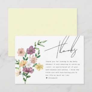 Chic Wildblumen Babydusche floral Danke Karte
