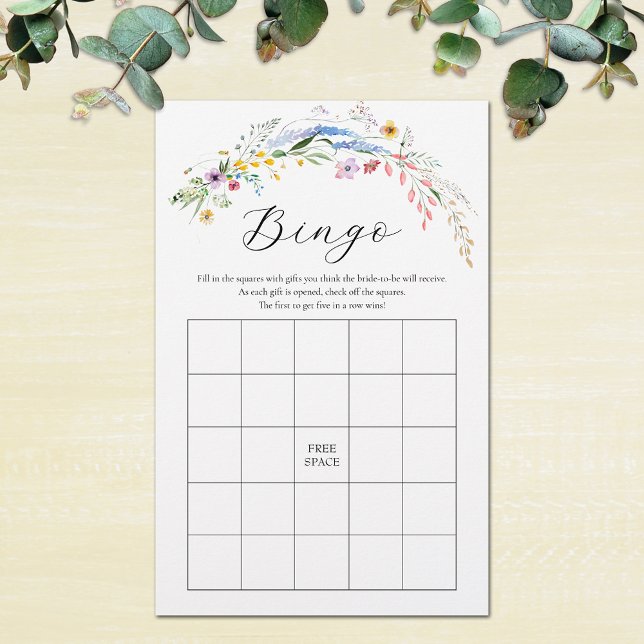 Chic Wildblumen Brautparty Bingo Game (Chic Wildflowers Bridal Shower Bingo Game Cards on light weight paper)