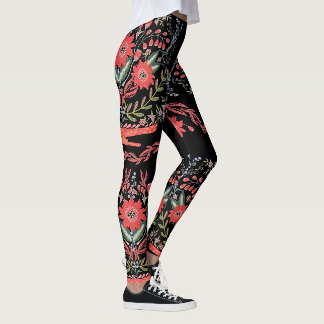 Chic-wilde Blumen-Volkskunst Leggings (Rechts)