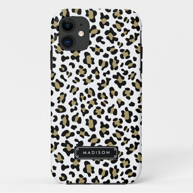 Chic-wildes Goldbeige Leopard-Druck personalisiert Case-Mate iPhone Hülle (Rückseite)