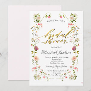 Chic Wildflowers Brautparty  Einladung