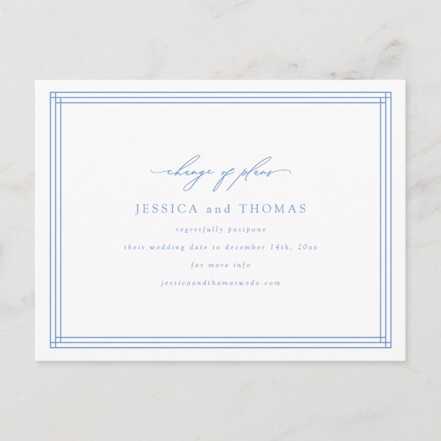 Chic Window Wedding Postponement Ändern Sie das Da Ankündigungspostkarte (Vorderseite)
