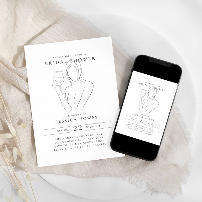 Chic Wine Brautparty Einladung (Von Creator hochgeladen)