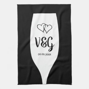 Chic wine glass monogramm Gastgeschenk Hochzeit K Geschirrtuch