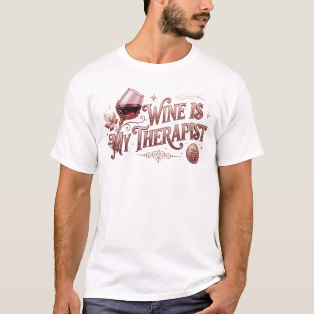 Chic WINE THERAPIST Statement Design T-Shirt (Vorderseite)