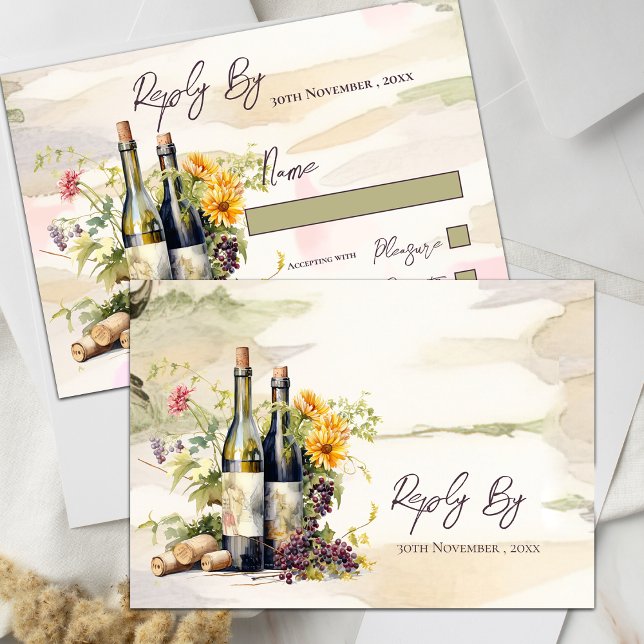 Chic Winery Rustic Grapevine Inspirierte Hochzeit RSVP Karte (Chic Winery Rustic Grapevine-Inspired Wedding RSVP Card)