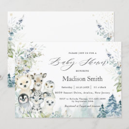 Chic Winter Arctic Alpinanimals Babydusche Einladung