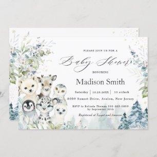 Chic Winter Arctic Alpinanimals Babydusche Einladung