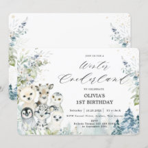 Chic Winter Arctic Animals Onederland 1. Geburtsta