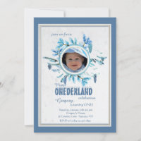 Chic Winter Foto Einladung Blue