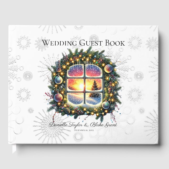 Chic Winter Wonderland Xmas Wedding Guest Book Gästebuch (Vorderseite)
