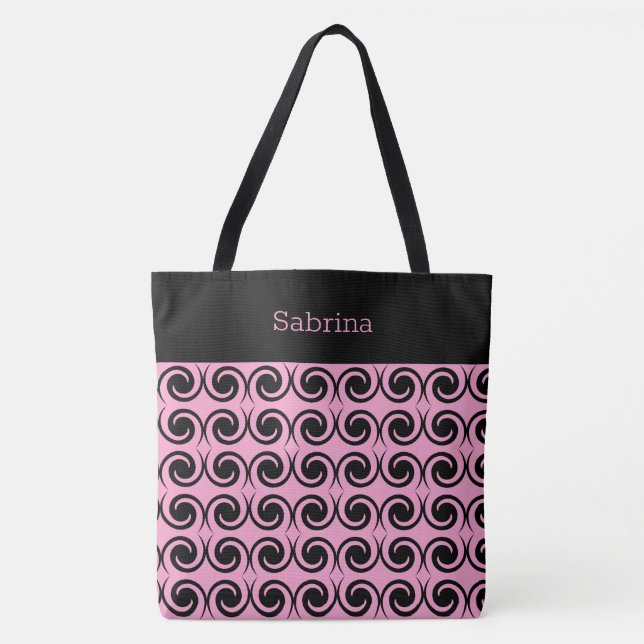 Chic Wirbel Mit Monogramm Tote Bag (Vorderseite)