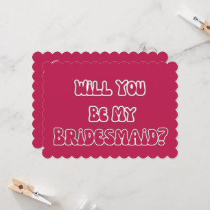 Chic Wirst Du Meine Brautjungfer Retro Vintage 70e Einladung