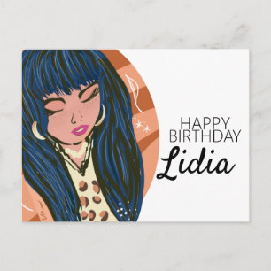 Chic Woman Beauty Fashionista Blogger Birthday Postkarte