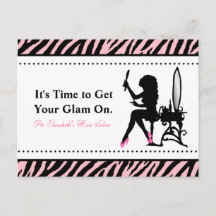 Chic Woman Pink und Black Zebra Haare Ernennung Postkarte