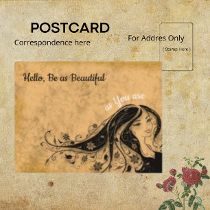 Chic Woman Vintag Sepia Einfache Frisur Postkarte