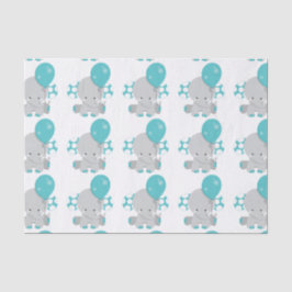 Chic Wood Aquamarin Elephant Gender Neutral Baby Seidenpapier