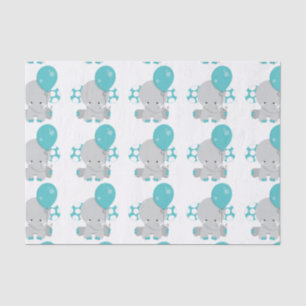 Chic Wood Aquamarin Elephant Gender Neutral Baby Seidenpapier