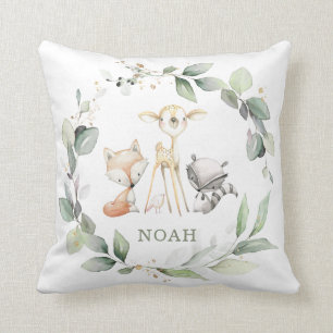 Chic Woodland Animals Greenery Baby Kinderzimmer Kissen